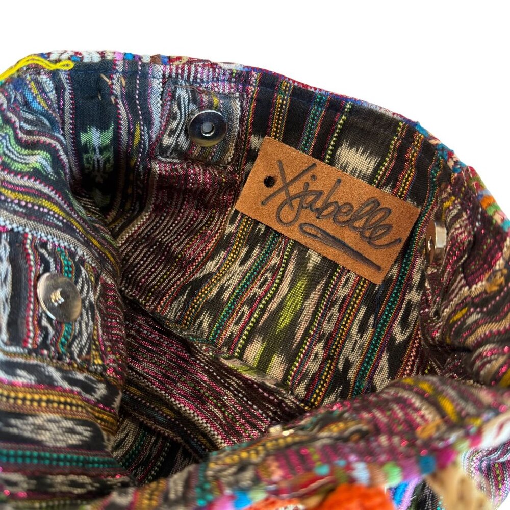 Boho Shoulder Bag Beads Rope Handles Colorful Embroidered Indie Hippie Festival - Picture 6 of 6